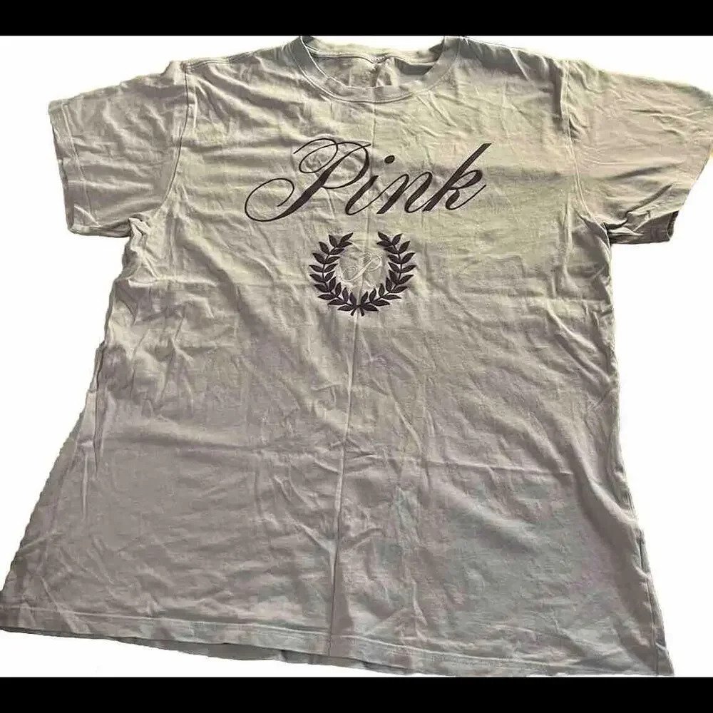 Preppy Baby Blue‎ VS Pink Campus Oversized  Logo T size small